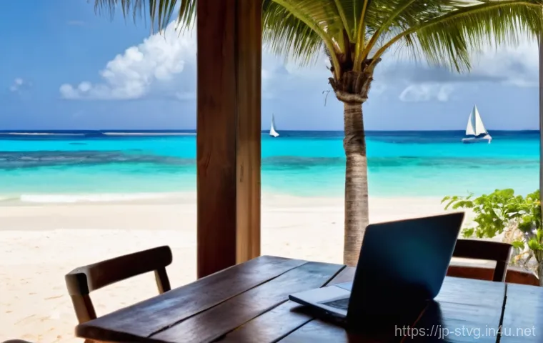세인트빈센트 그레나딘에서 일자리 구하는 방법 - **Prompt 1: Digital Nomad's Caribbean Office**
    A vibrant, sun-drenched scene capturing a person ...
