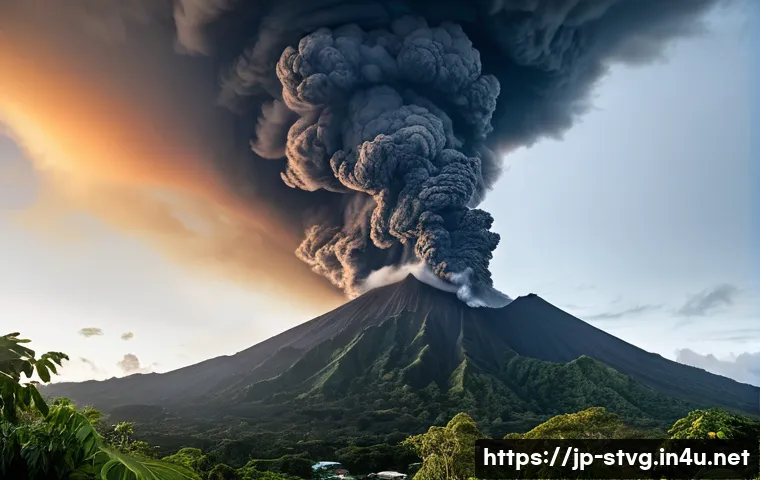 세인트빈센트 화산활동 및 라소프레에르 화산 - **Awe-Inspiring La Soufri&egrave;re Eruption**
    A dramatic, wide-angle shot capturing the explosive erup...