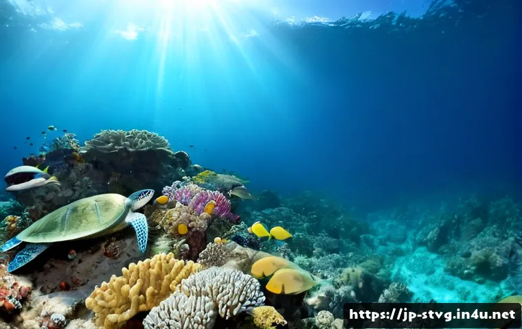 세인트빈센트 그레나딘의 해양 생태계 - Photorealistic underwater coral reef ecosystem in Saint Vincent and the Grenadines, clear turquoise ...